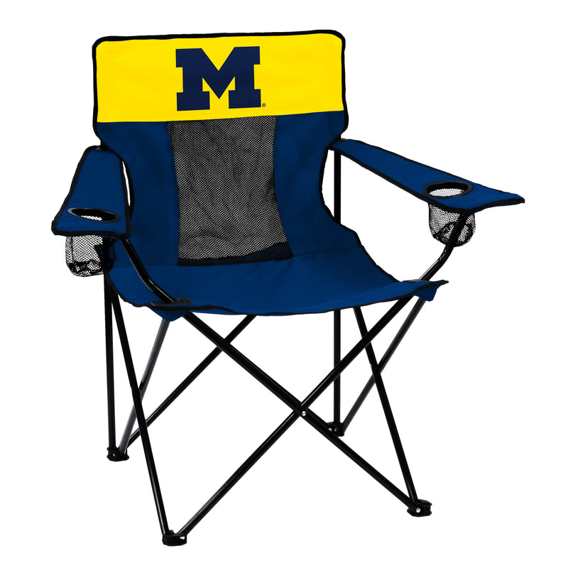 Logo Brands Elite Navy Blue Michigan Wolverine Sport Folding Quad Chair