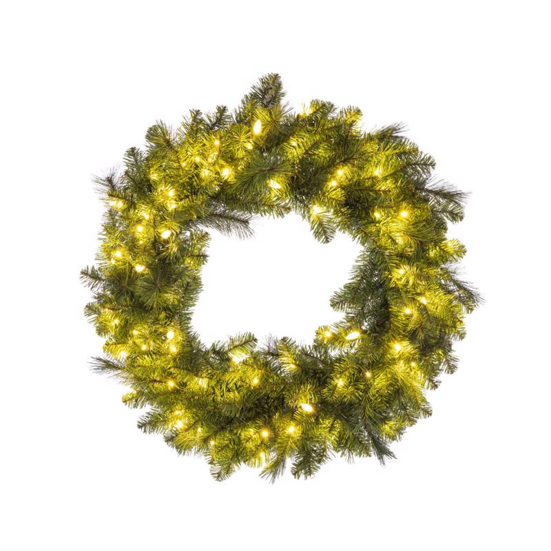 Celebrations Platinum 36 in. D LED Prelit Warm White Mixed Pine Christmas Wreath