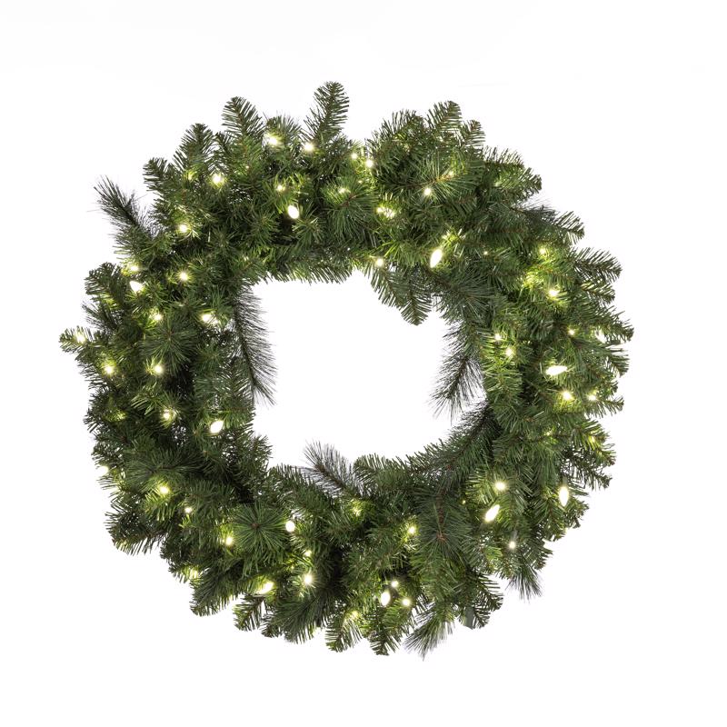 Celebrations Platinum 36 in. D LED Prelit Pure White Mixed Pine Christmas Wreath