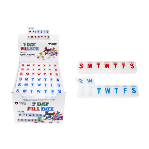 Organizador de pastillas transparente Diamond Visions de 7 días, 1 ud. (Paquete de 36)