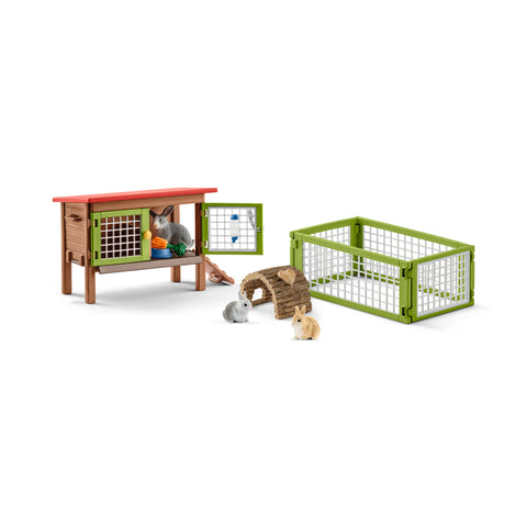 Schleich Farm World Rabbit Hutch Toy Set 8 pc (Pack of 2)