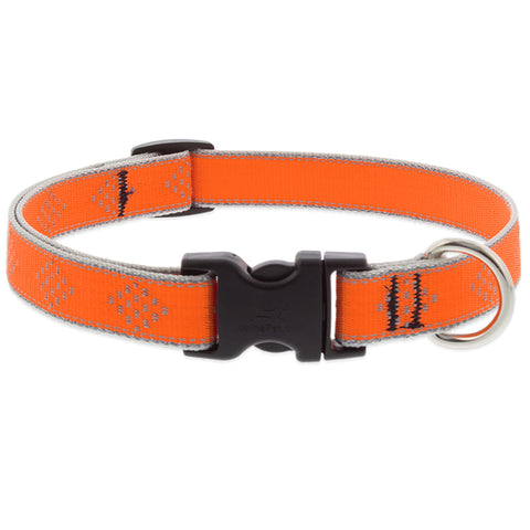 LupinePet Reflective Orange Diamond Nylon Dog Adjustable Collar