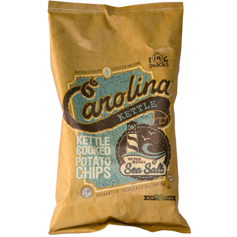 1 in 6 Snacks Carolina Outer Banks Sea Salt Potato Chips 5 oz Bagged (Pack of 14)
