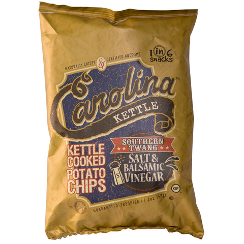 1 in 6 Snacks Carolina Salt & Balsamic Vinegar Potato Chips 2 oz Bagged (Pack of 20)