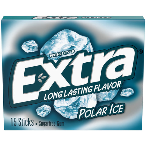 Wrigley's Extra Sugar Free Polar Ice Chewing Gum 15 pc 0.11 oz (Pack of 10)