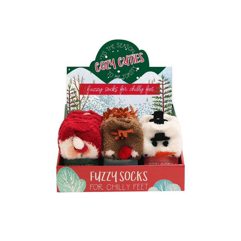 Cozy Cuties Unisex Fuzzy Socks Multicolored (Pack of 24)