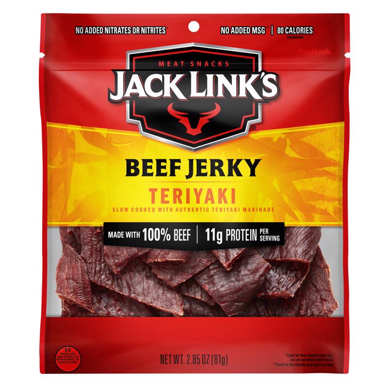 Jack Link's Teriyaki Beef Jerky 2.85 oz Bagged (Pack of 8)