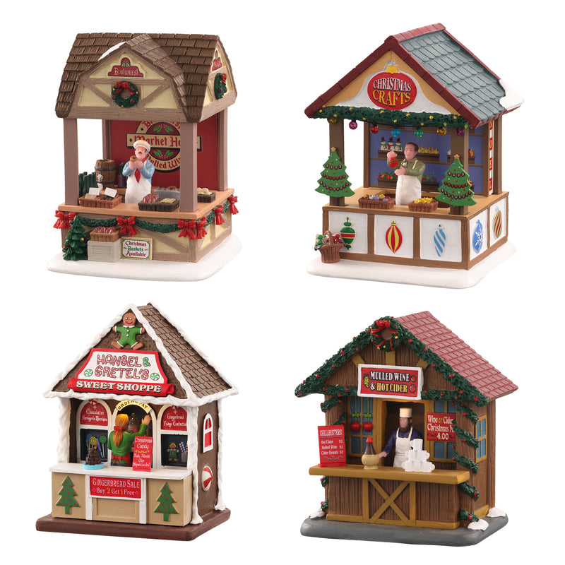 Lemax Assorted Christmas Market Series Christmas Village (Pack of 8)