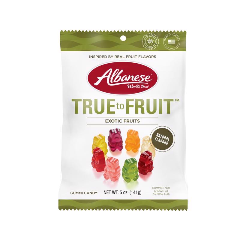 Albanese True to Fruit-Exotic Fruits Assorted Gummi Bears 5 oz (Pack of 12)
