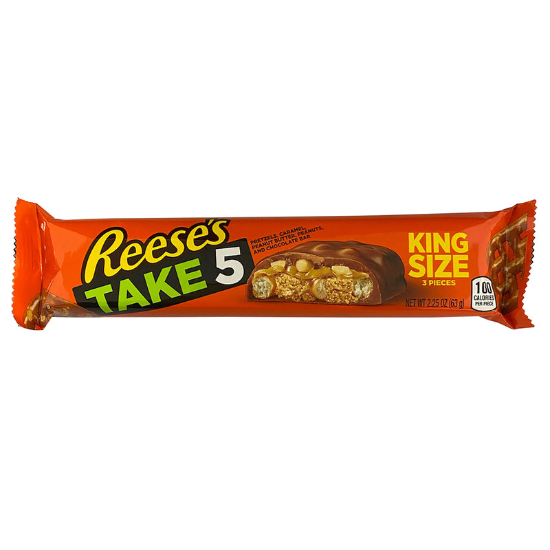 Reese's Take 5 Caramel, Chocolate, Pretzels, Peanut Butter and Peanut Candy Bar 2.25 oz (Pack of 18)