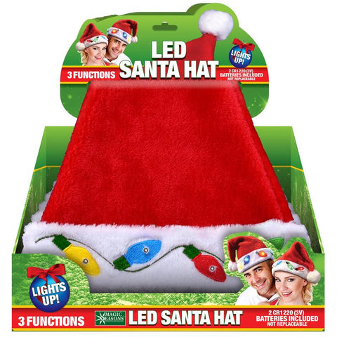 Magic Seasons Christmas LED Santa Hat Plush 1 pc (Pack of 12)