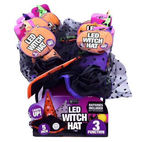 Magic Seasons Multicoloured 5 in. Prelit Witch Hat Headbands Halloween Decor (Pack of 6)