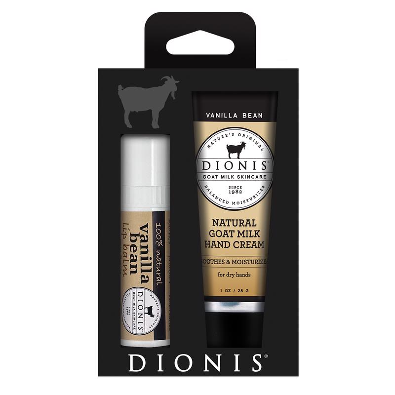 Dionis Goat Milk Skincare Goat Milk & Vanilla Bean Scent Hand Cream and Lip Balm 1.28 oz 2 pk (Pack of 12)
