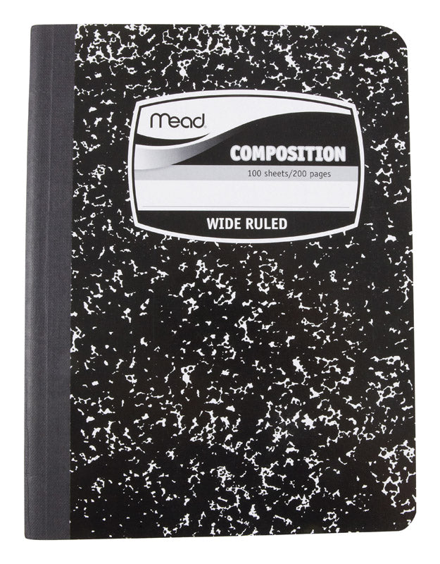 Mead 7-1/2 in. W X 9-3/4 in. L Wide Ruled Stitched Black Composition Book (Pack of 12)