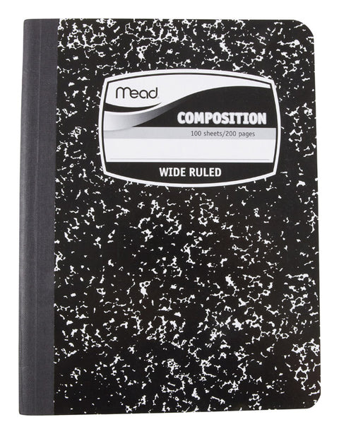 Mead 7-1/2 in. W X 9-3/4 in. L Wide Ruled Stitched Black Composition Book (Pack of 12)
