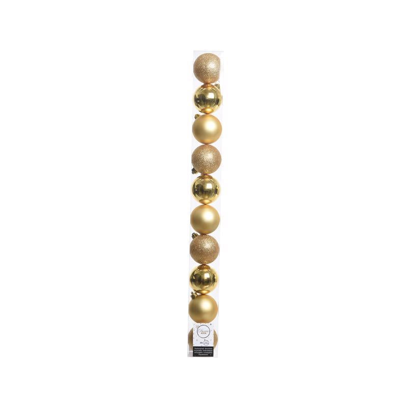 Decoris Gold Shatterproof Baubles Ornaments 2 in. (Pack of 16)