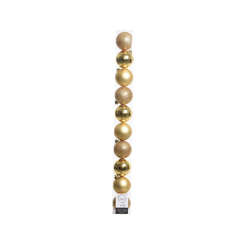 Decoris Gold Shatterproof Baubles Ornaments 2 in. (Pack of 16)