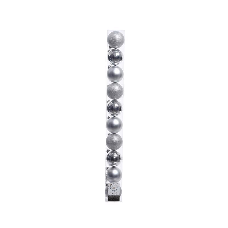 Decoris Silver Shatterproof Baubles Ornaments 2 in. (Pack of 16)