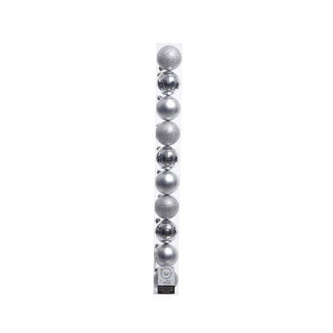 Decoris Silver Shatterproof Baubles Ornaments 2 in. (Pack of 16)