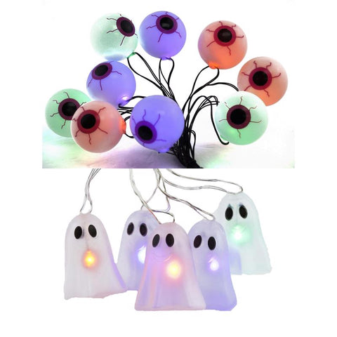 Celebrations Warm White LED Prelit Ghost & Eyeball Lights (Pack of 12)