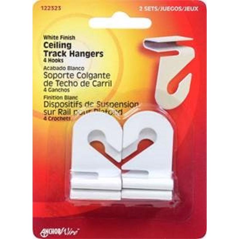 HILLMAN Small White Steel 1.55 in. L Ceiling Track Hanger 2 lb 4 pk (Pack of 5)