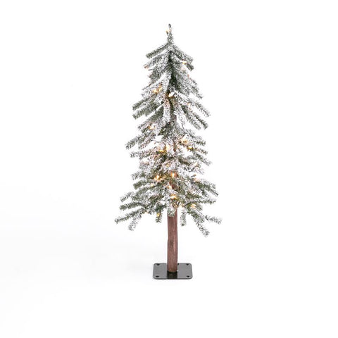 Gerson 3 ft. Slim Incandescent 50 ct Flocked Alpine Christmas Tree (Pack of 2)