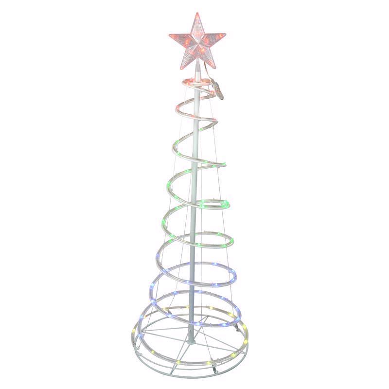 Celebrations LED Multi Spiral RGB Ribbon 4 ft. Yard Decor
