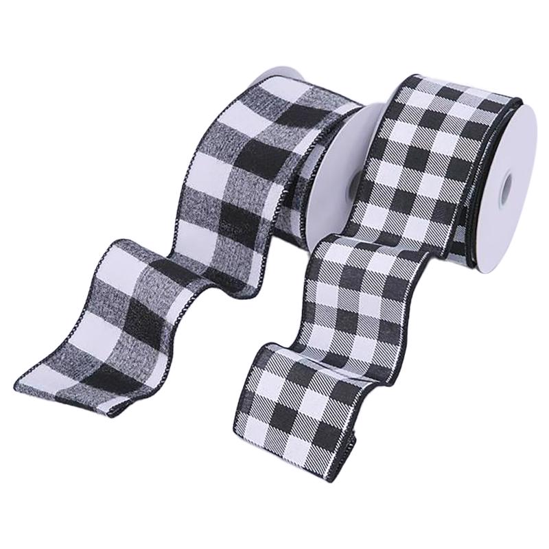 Gerson Black/White Buffalo Plaid Christmas Bow .01 in. (Pack of 12)