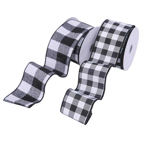 Gerson Black/White Buffalo Plaid Christmas Bow .01 in. (Pack of 12)