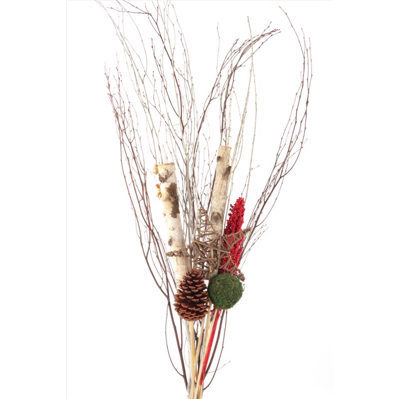Second Nature Multicolored Winter Birch Arrangement Bouquet Centerpiece 48 in. (Pack of 10)