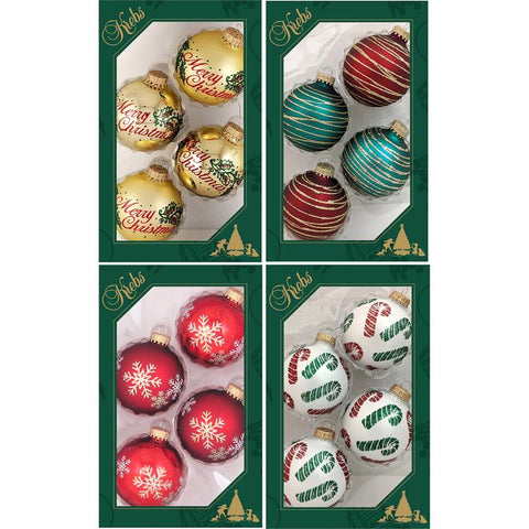 Christmas by Krebs Gold/Green/Red/White Ball Ornaments (Pack of 12)