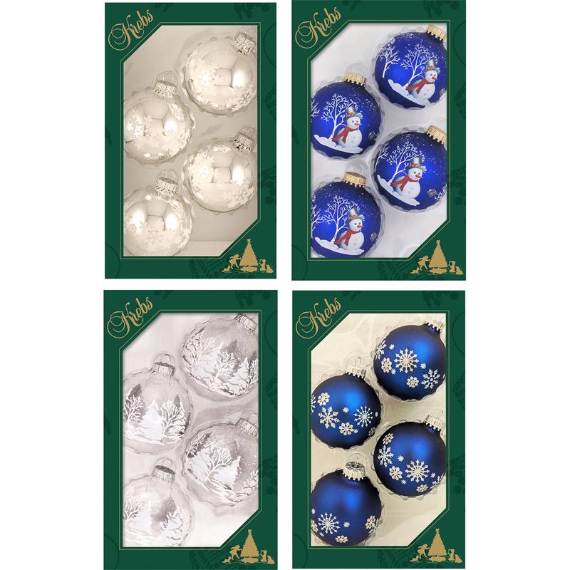 Christmas by Krebs Blue/Silver/White Ball Ornaments (Pack of 12)