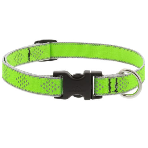 LupinePet Reflective Green Diamond Nylon Dog Adjustable Collar