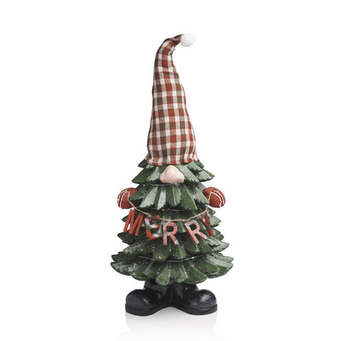 Alpine LED Multicolored Gnome Christmas Merry Tree Figurine 28 in.