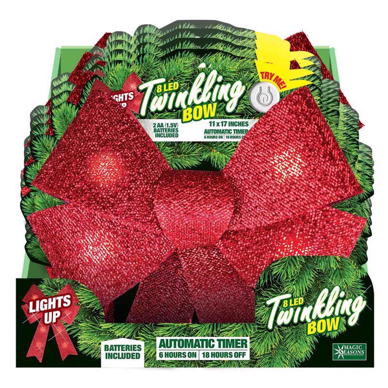 Magic Seasons LED Bow 17 in. Hanging Decor (Pack of 8)