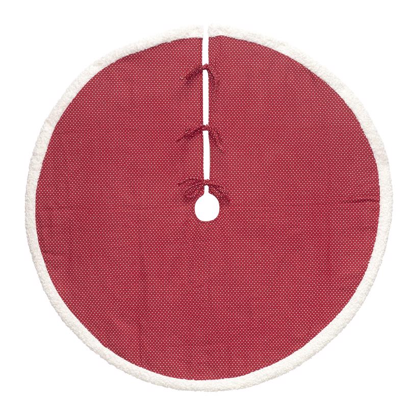 Dyno Red/White Dot Sherpa Edge Tree Skirt 48 in. (Pack of 4)