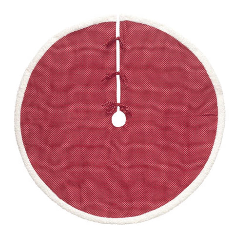 Dyno Red/White Dot Sherpa Edge Tree Skirt 48 in. (Pack of 4)