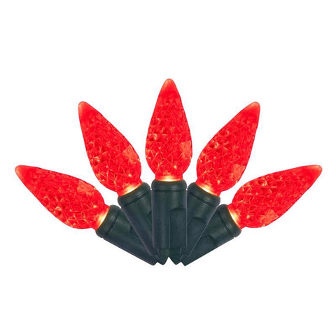 Luces navideñas de serie Celebrations Platinum LED C6 rojas, 50 unidades, 25 pies.