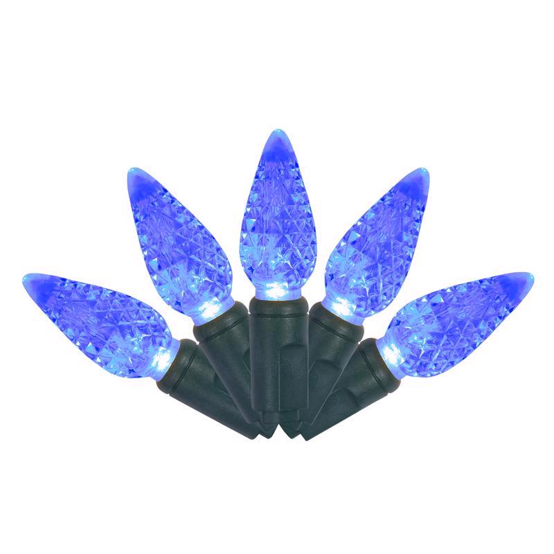 Celebrations Platinum LED C6 Blue 50 ct String Christmas Lights 25 ft.