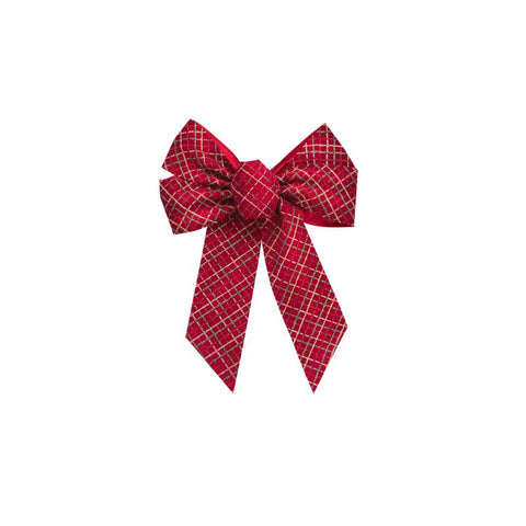 Holiday Trims Glitter Plaid Red/Green/Gold Bow Christmas Wall Decor Fabric 1 pc (Pack of 12)