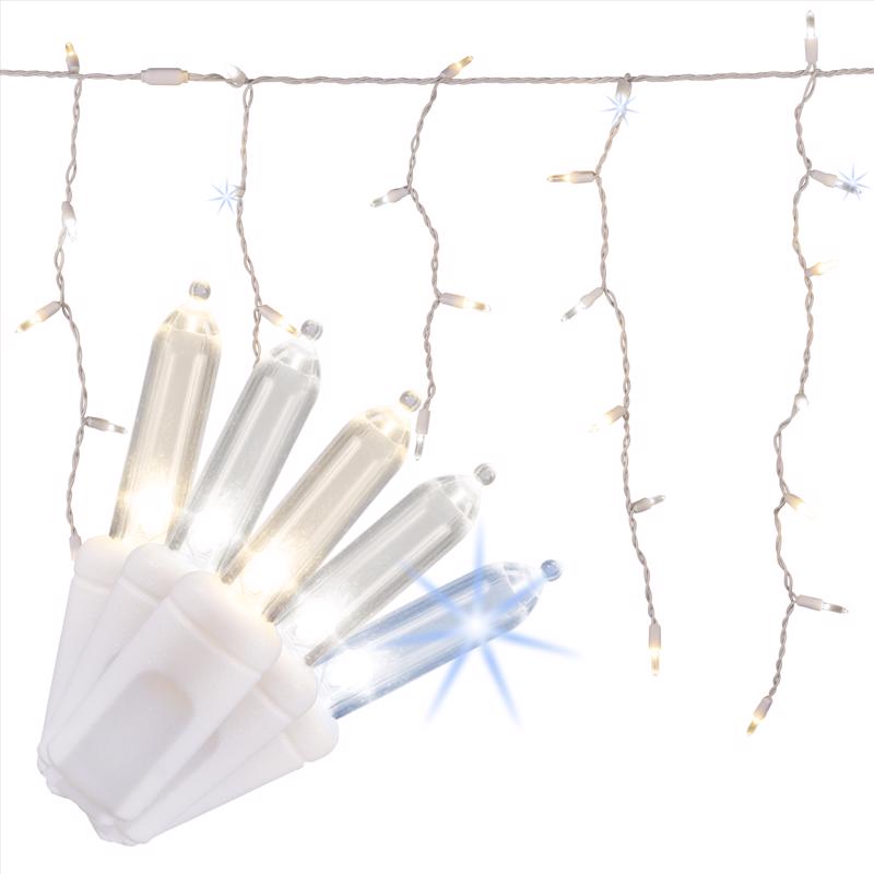 Celebrations Platinum LED T5 Pure White/Warm White 100 ct Icicle Christmas Lights 9.5 ft.