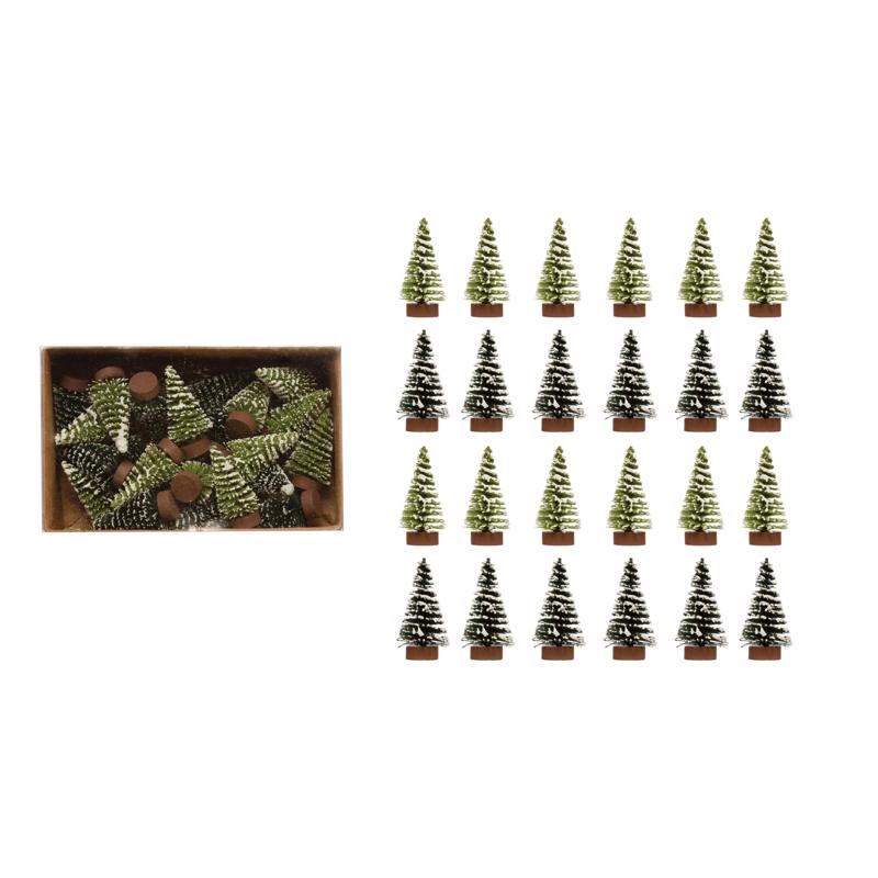 Creative Co-Op Green Bottle Brush Flocked Mini Table Decor 2 in. (Pack of 12)