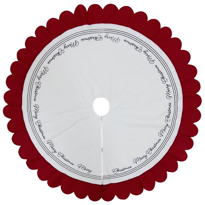 Celebrations Home Red/White Merry Christmas Tree Skirt 26.8 in. (Pack of 4)