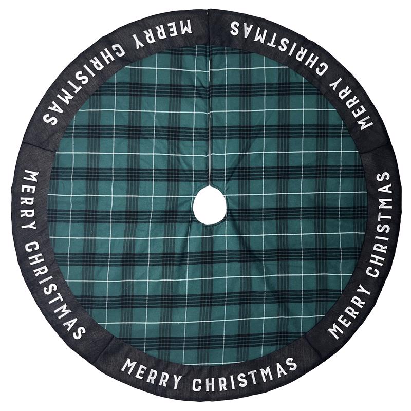 Celebrations Home Black/Green/White Merry Christmas Tree Skirt 27 in. (Pack of 4)