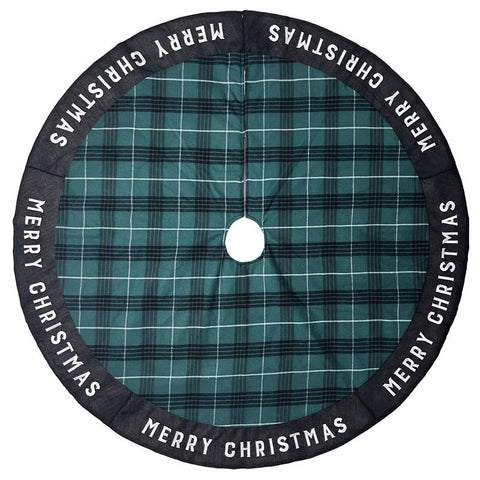 Celebrations Home Black/Green/White Merry Christmas Tree Skirt 27 in. (Pack of 4)