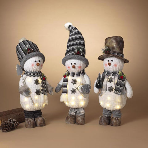 Gerson Assorted Lighted Plush Snowmen Table Decor 22 in. (Pack of 6)