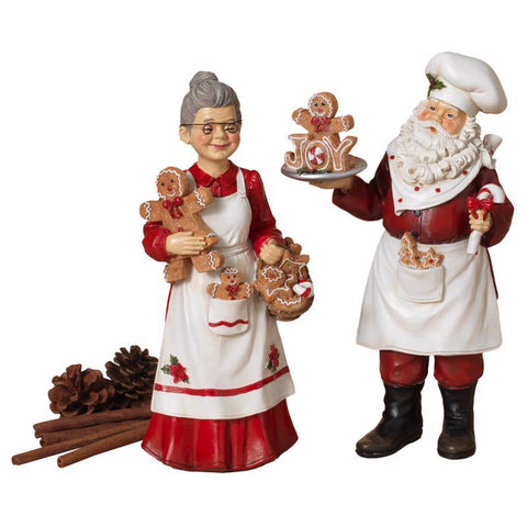 Gerson Assorted Mr. & Mrs. Chef Santa Clause Figurine 12 in. (Pack of 6)
