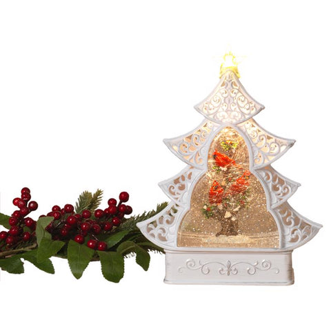 Gerson Multicolored Lighted Spinning with Cardinal Scene Water Globe Tree 12 in. (Pack of 6)