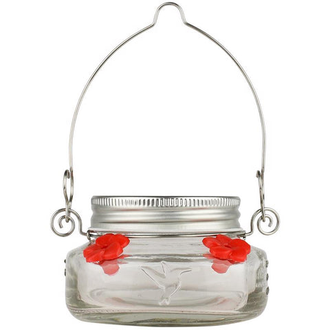 Nature's Way Hummingbird 6 oz Glass Mason Jar Bird Feeder 4 ports (Pack of 9)