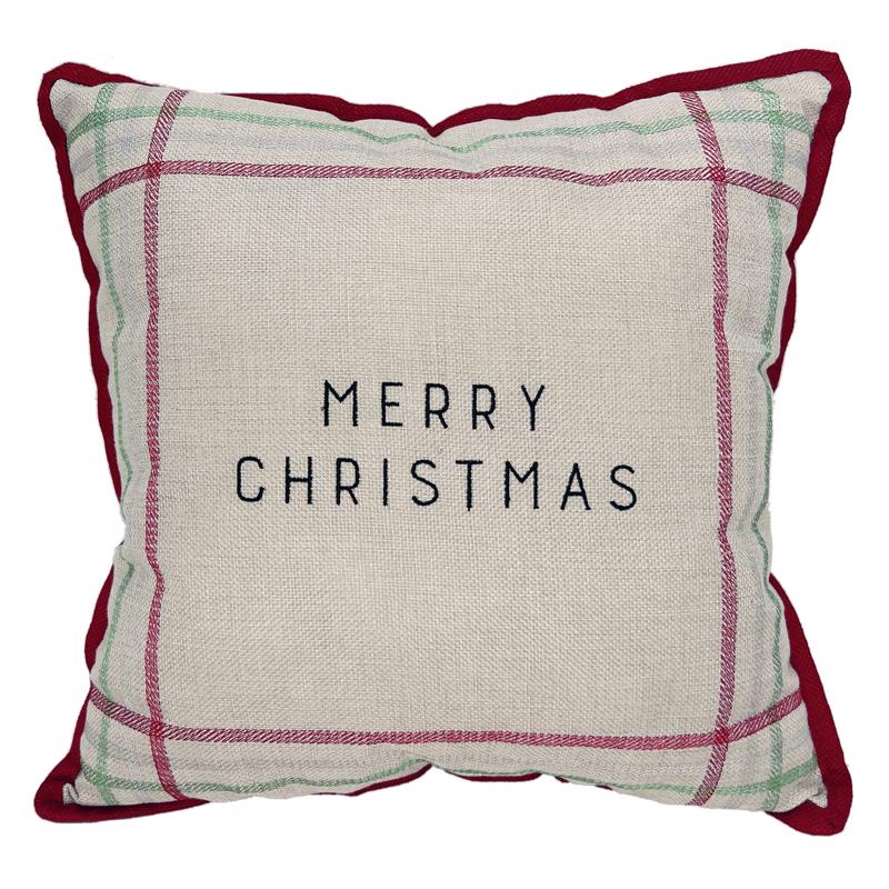 Celebrations Home Multicolored Winter Woodland Striped Merry Christmas Pillow 5 in. (Pack of 12)
